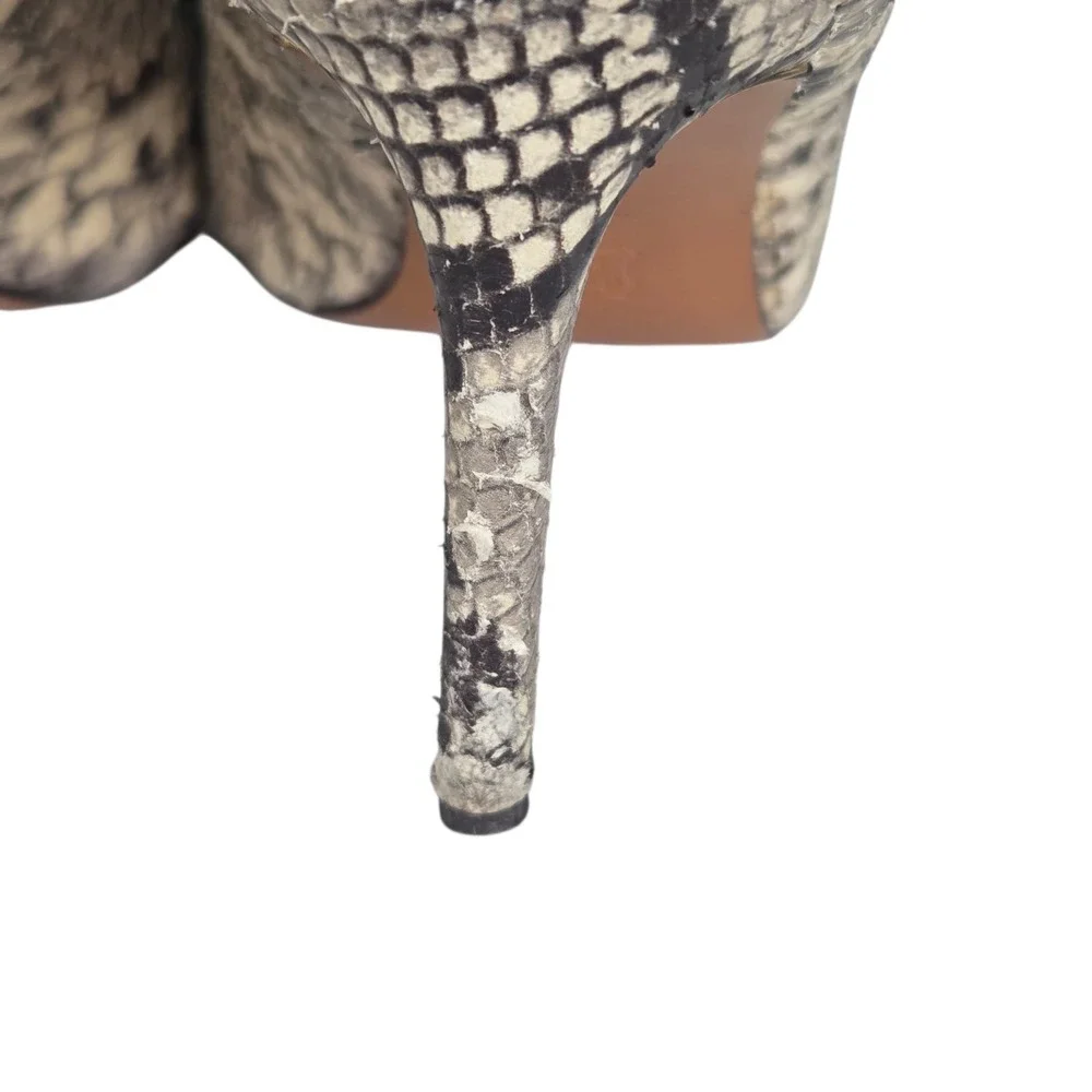 TORY BURCH Real Snakeskin Leather Heels Black White SZ 9M Exotic Dress‎